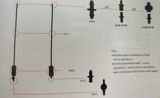 Agricultural Sprinkler Four-Piece Set Upside Down Design Engineering Plastic Material